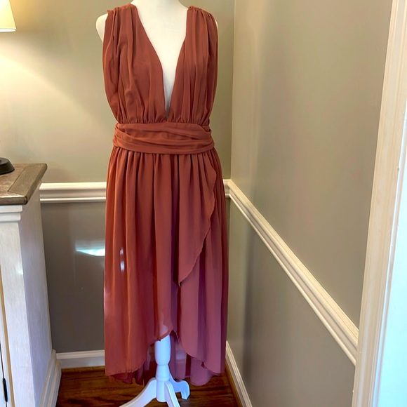 Ladies, very elegant mauve color summer dress size XL - Picture 1 of 12